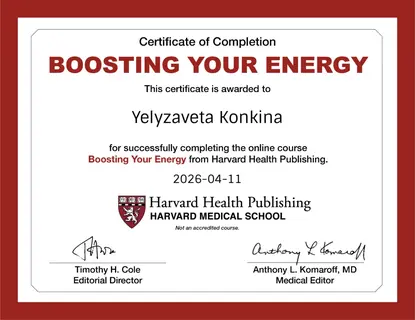 Harvard Health Publishing — Boosting Your Energy